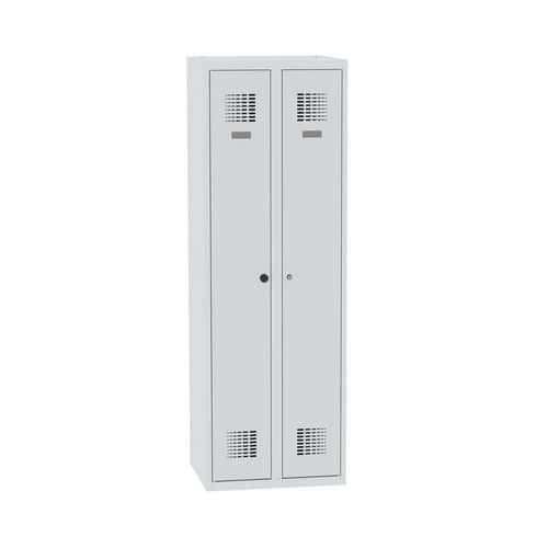 Svařovaná šatní skříň Rachel, 2 oddíly, šířka 600 mm, cylindrický zámek, šedá/šedá