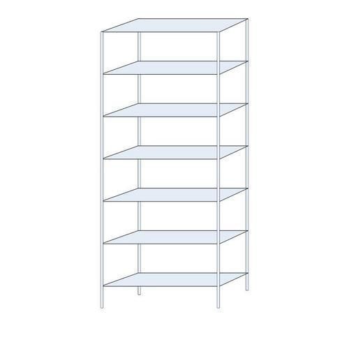 Kovový regál Perun, základní, 300 x 120 x 40 cm, 1 435 kg, 7 polic, pozink