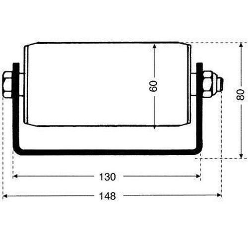 Válečkový dopravník pro palety, šířka 148 mm, U profil, rozteč 66 mm