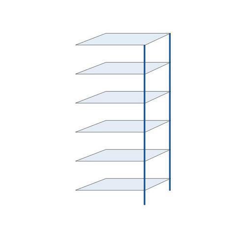 Kovový regál Herkules, přístavbový, 250 x 100 x 50 cm, 900 kg, 6 polic, modrý