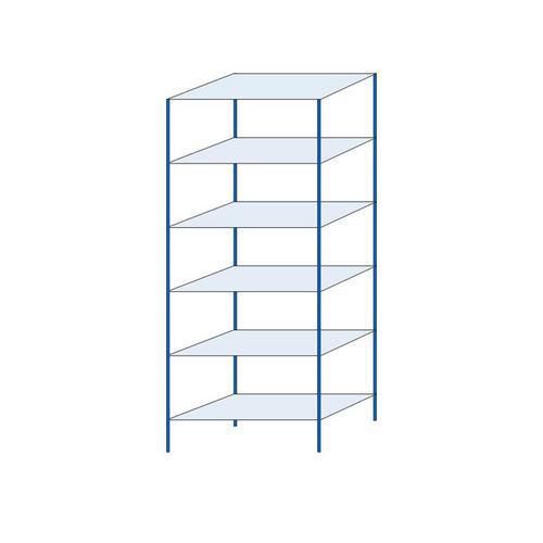 Kovový regál Herkules, základní, 250 x 100 x 50 cm, 900 kg, 6 polic, modrý