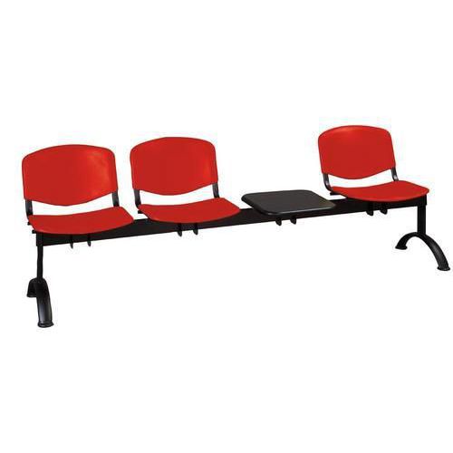 Lavice ISO Plast, třímístná se stolkem, červená