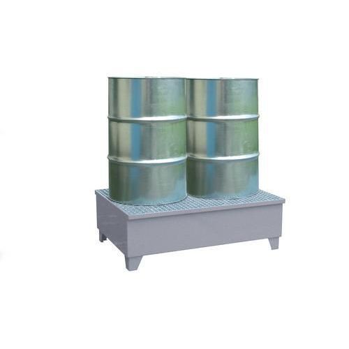 Kovová záchytná vana s roštem, integrované nohy, pro 2 sudy, pozink