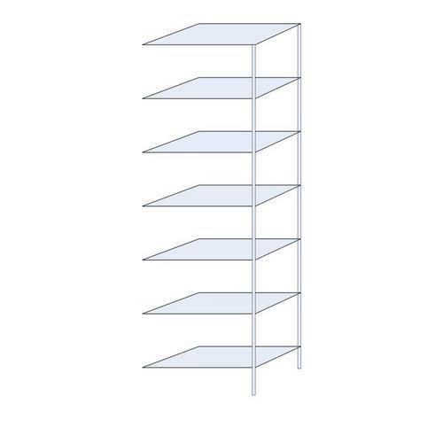 Kovový regál Perun, přístavbový 300 x 90 x 50 cm, 1 295 kg, 7 polic, pozink