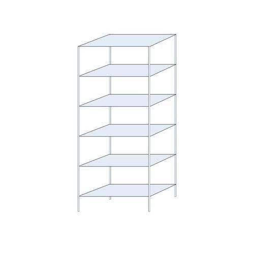 Kovový regál Taranis, základní, 250 x 100 x 50 cm, 1 320 kg, 6 polic, stříbrný