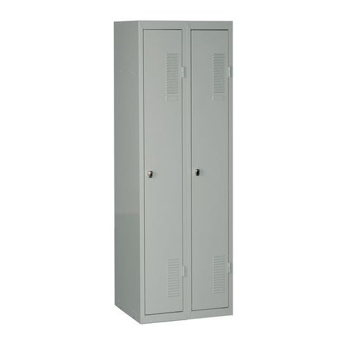 Montovaná šatní skříň DURO MONT, 2 oddíly, šedá/šedá, cylindrický zámek