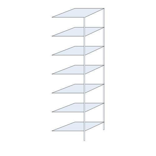 Kovový regál Ogmios, přístavbový, 300 x 75 x 60 cm, 2 300 kg, 7 polic, 150 kg/police, pozink