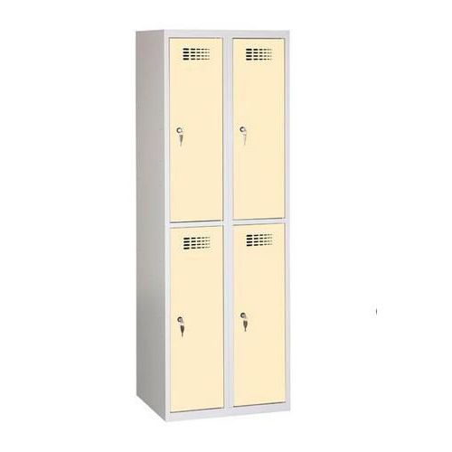 Svařovaná šatní skříň Rafael odlehčená, 4 oddíly, cylindrický zámek, šedá/béžová