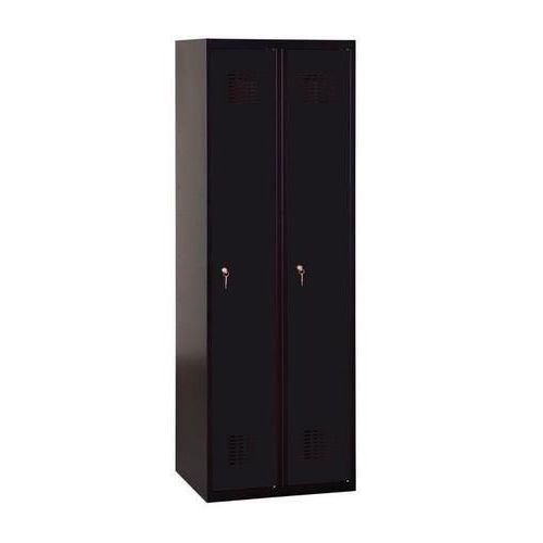 Svařovaná šatní skříň Patrick, 2 oddíly, cylindrický zámek, černá/černá