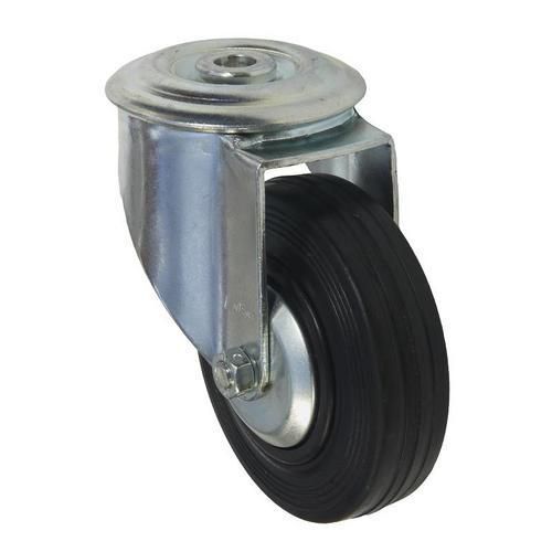 Gumové transportní kolo se středovým otvorem, průměr 100 mm, otočné, kluzné ložisko