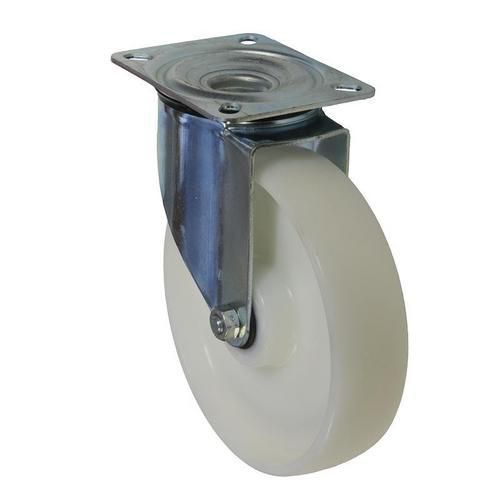 Nylonové transportní kolo s přírubou, průměr 200 mm, otočné, valivé ložisko