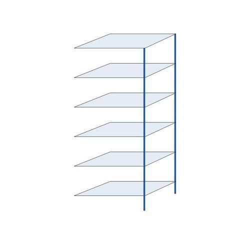 Kovový regál Herkules, přístavbový, 250 x 100 x 60 cm, 780 kg, 6 polic, modrý