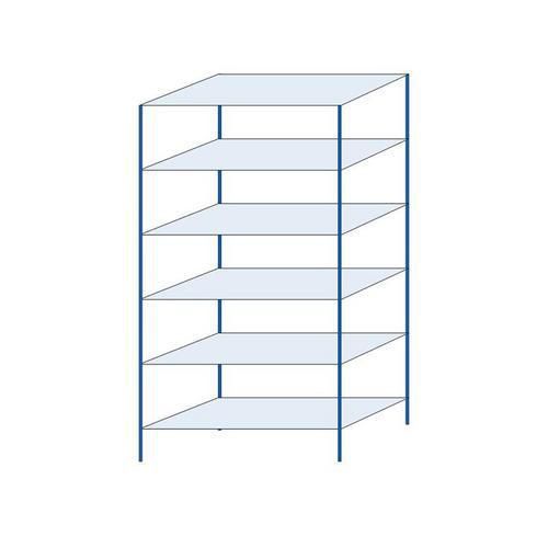 Kovový regál Herkules, základní, 250 x 130 x 60 cm, 900 kg, 6 polic, modrý