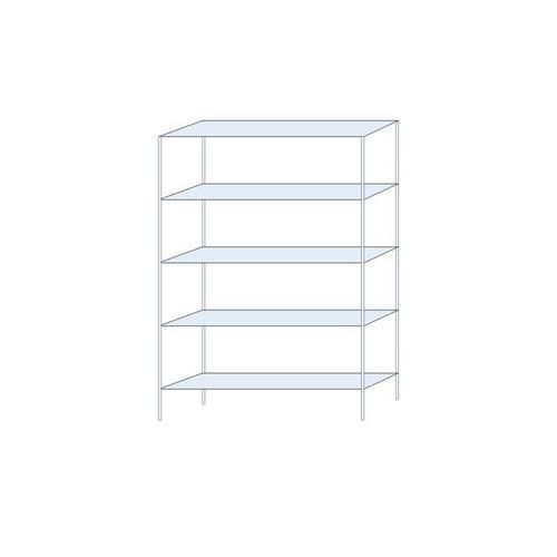 Kovový regál Ogmios, základní, 200 x 130 x 30 cm, 1 300 kg, 5 polic, 150 kg/police, pozink