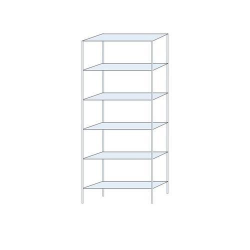 Kovový regál Ogmios, základní, 250 x 100 x 30 cm, 1 700 kg, 6 polic, 250 kg/police, pozink