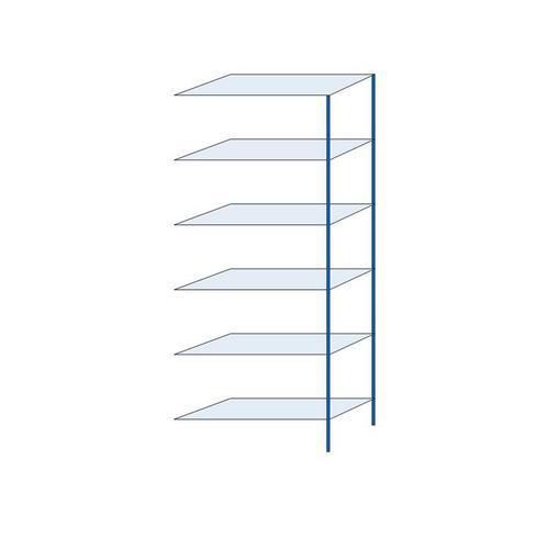 Kovový regál Herkules, přístavbový, 250 x 100 x 40 cm, 960 kg, 6 polic, modrý