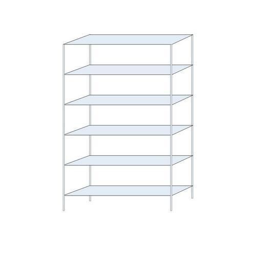 Kovový regál Perun, základní, 250 x 150 x 40 cm, 870 kg, 6 polic, pozink