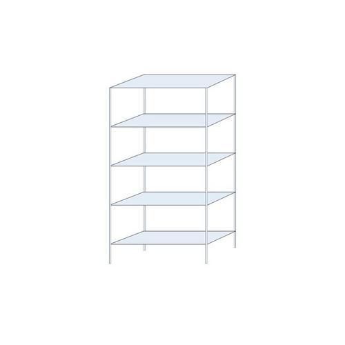 Kovový regál Ogmios, základní, 200 x 100 x 40 cm, 1 300 kg, 5 polic, 150 kg/police, pozink