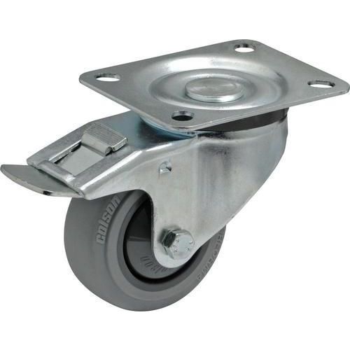 Gumové přístrojové kolo s přírubou, průměr 80 mm, otočné s brzdou, valivé ložisko