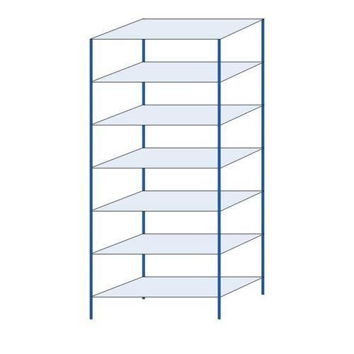 Kovový regál Herkules, základní, 300 x 130 x 60 cm, 1050 kg, 7 polic, modrý