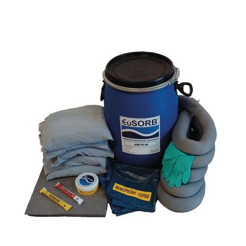 Stacionární havarijní souprava proti úniku kapalin, sorpční kapacita 47 l, univerzální