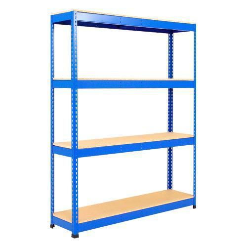 Kovový regál Rapid 1, 198 x 122 x 76 cm, 470 kg/police, 4 dřevotřískové police, modrý