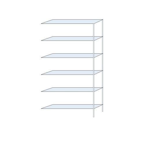 Kovový regál Taranis, přístavbový, 250 x 130 x 30 cm, 660 kg, 6 polic, stříbrný