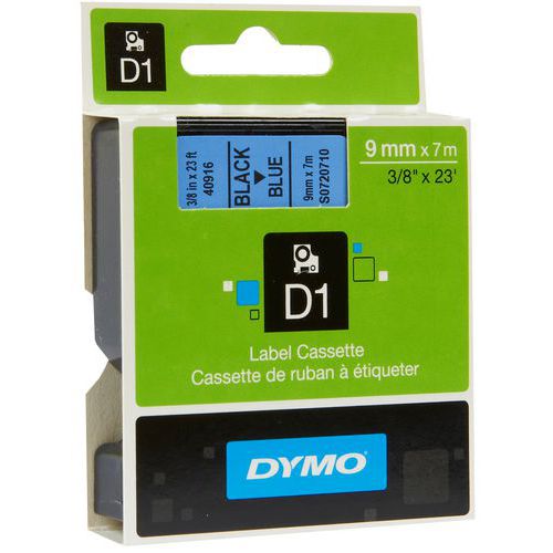 Páska D1, šířka 9 mm, modrá, černý tisk