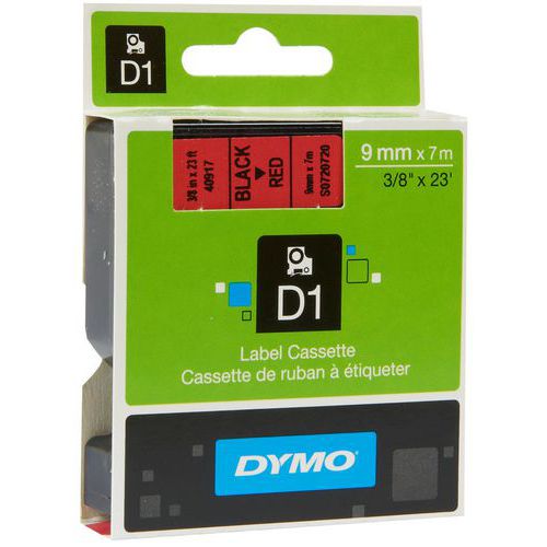 Páska D1, šířka 9 mm, červená, černý tisk