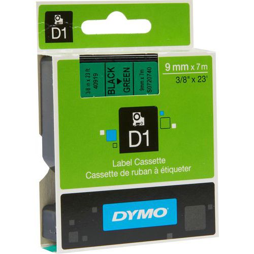 Páska D1, šířka 9 mm, zelená, černý tisk