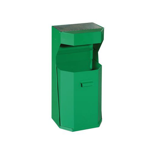 Kovový venkovní odpadkový koš Chafer s popelníkem, objem 50 l, zelený