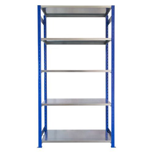 Kovový regál Herkules, základní, 200 x 100 x 60 cm, 650 kg, 5 polic, modrý