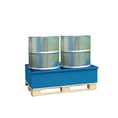 Kovová záchytná vana bez roštu, na paletu, pro 2 sudy, lakovaná