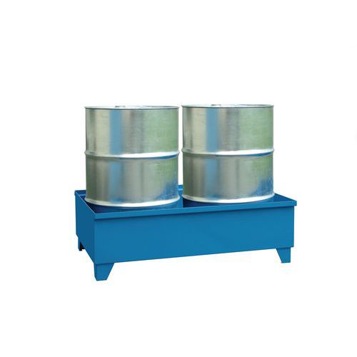 Kovová záchytná vana bez roštu, integrované nohy, pro 2 sudy, lakovaná