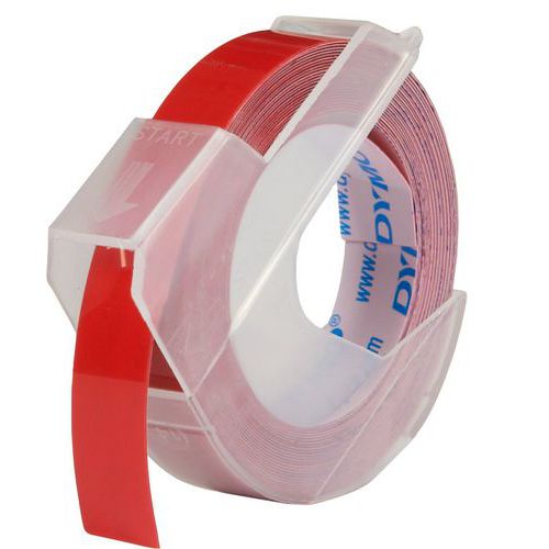 Reliéfní štítek 3D, 9 mm, červený