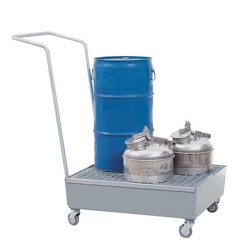 Pojízdná záchytná vana, na 1 sud, objem 60 l, pozink