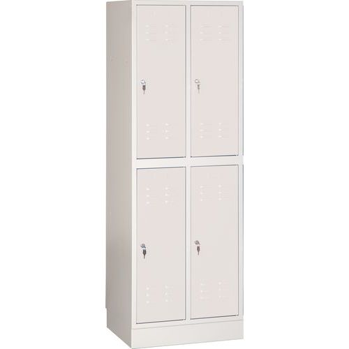 Svařovaná šatní skříň Sam, 4 oddíly, cylindrický zámek, šedá/šedá