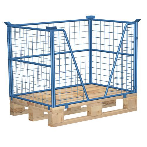 Paletový nástavec typ 63, pletivový, modrý, 80 x 120 x 80 cm