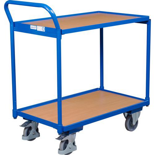 Policový vozík s madlem, do 250 kg, 2 police, 101 x 97,5 x 52,5 cm, modrý