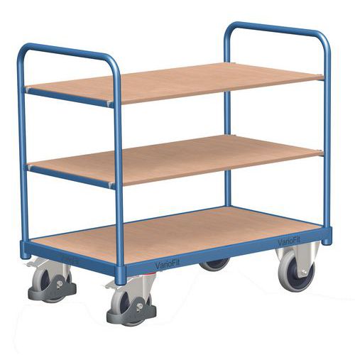 Policový vozík, do 250 kg, 3 police, 99 x 91 x 50 cm, modrý