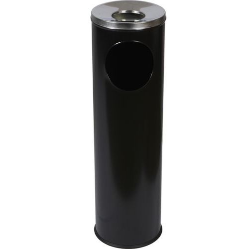 Kovový odpadkový koš Pillar s popelníkem, objem 15 l, černý
