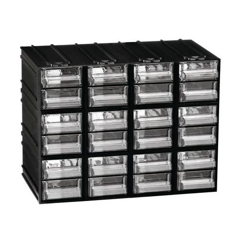 Modulový organizér, 24 zásuvek, černý/transparentní