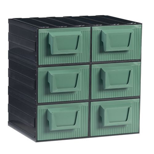 Modulový organizér PS, 6 zásuvek, černý/zelený