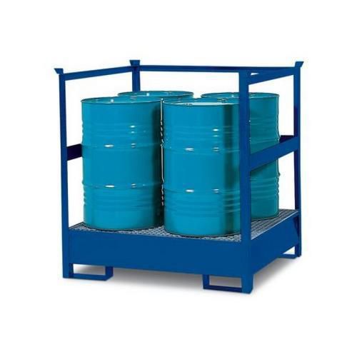 Stanice na nebezpečné látky na sudy 200 l, 4 sudy, lakovaná