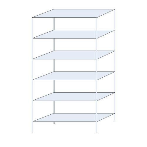 Kovový regál Tauret, základní 250 x 130 x 50 cm, 1 200 kg, 6 polic, pozink