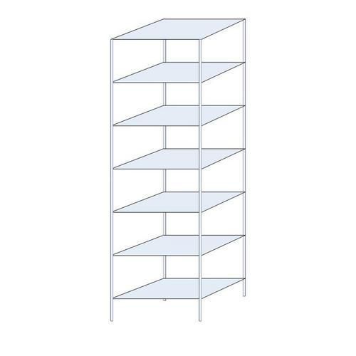 Kovový regál Perun, základní 300 x 90 x 60 cm, 1 050  kg, 7 polic, pozink