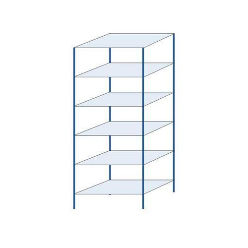 Kovový regál Herkules, základní, 250 x 100 x 60 cm, 780 kg, 6 polic, modrý