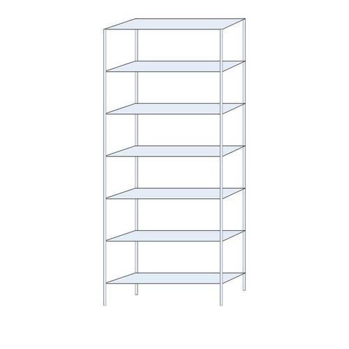 Kovový regál Perun, základní, 300 x 120 x 32 cm, 1 435 kg, 7 polic, pozink