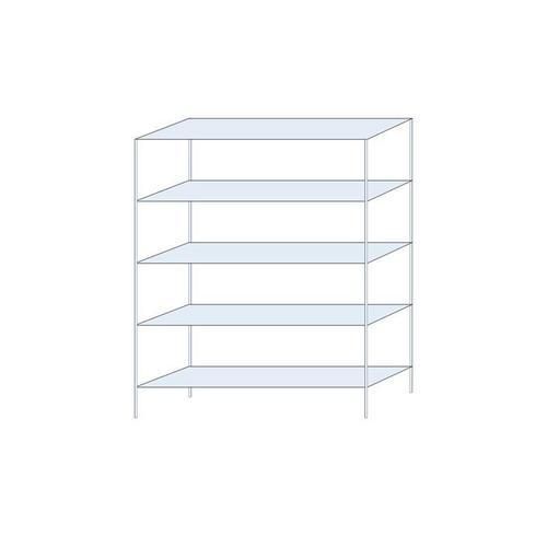 Kovový regál Perun, základní, 200 x 150 x 40 cm, 725 kg, 5 polic, pozink