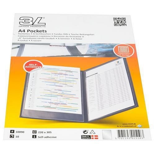 Informační kapsa 3L Office A4, samolepicí, 10 ks